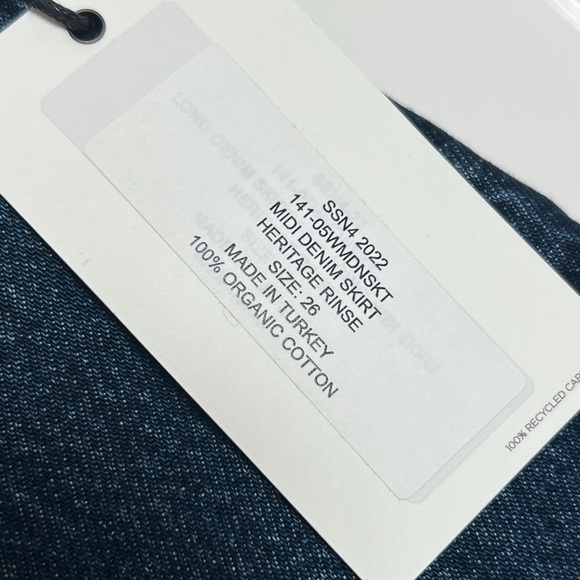 NWT RE/DONE 90s High Waist Front Slit Dark Denim Raw Fray Hem Midi Jean Skirt 26 - Picture 6 of 6